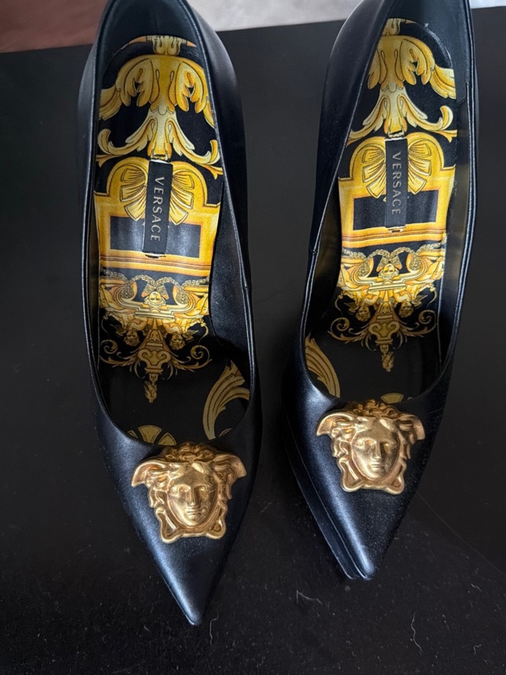 Authentic Versace Black & Gold Medusa Platform Pumps - Picture 2 of 5